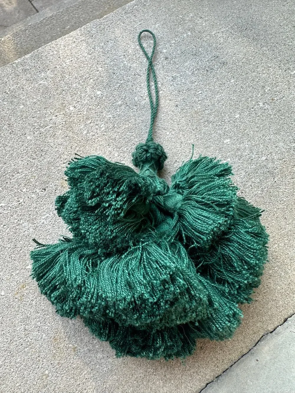 French Tassel Furniture Key Fob emerald Green Cotton *Shabby Chic Vintage